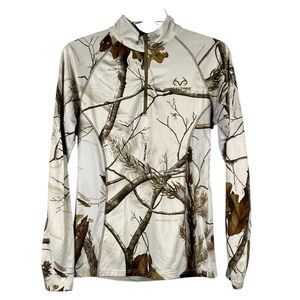 Realtree APC 1/4 Zip Forest Camouflage Long Sleeve Performance Top Small